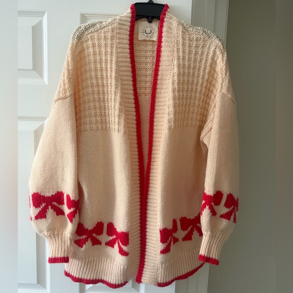 The Post Nashville Holiday Red Bow Cardigan Sweater